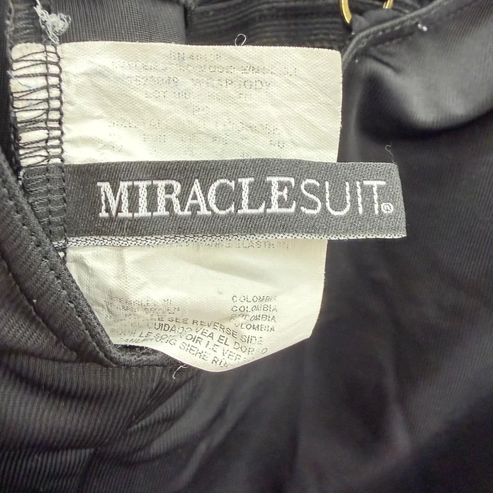 Miraclesuit Wrapsody One Piece Swimsuit Size 12 Black Halter Tummy Control